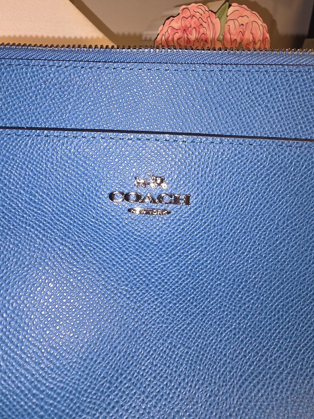 COACH Blue & Pink Leather Zip Pouch - Picture 3 of 7